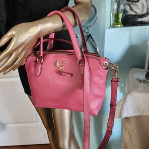 Coach 1317 Remi Pink Leather Shoulder HandBag With Signature C Accents
